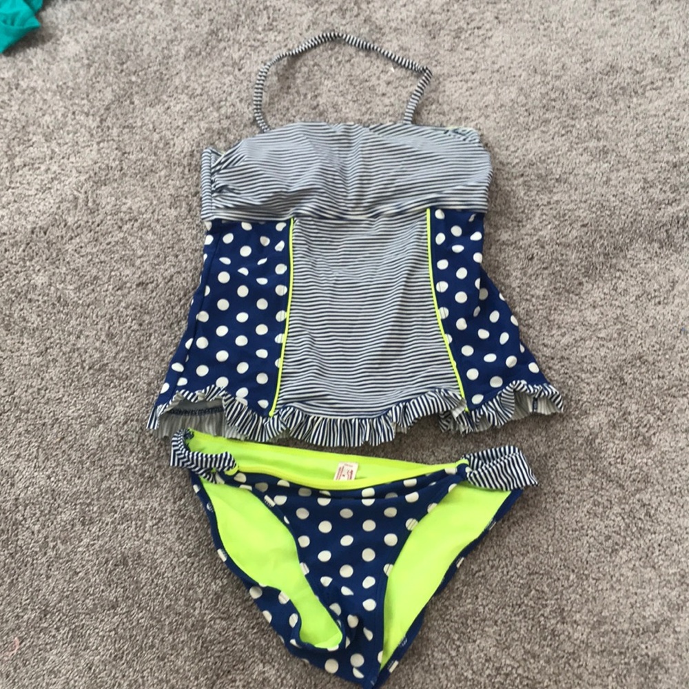 Striped polka dot tankini
